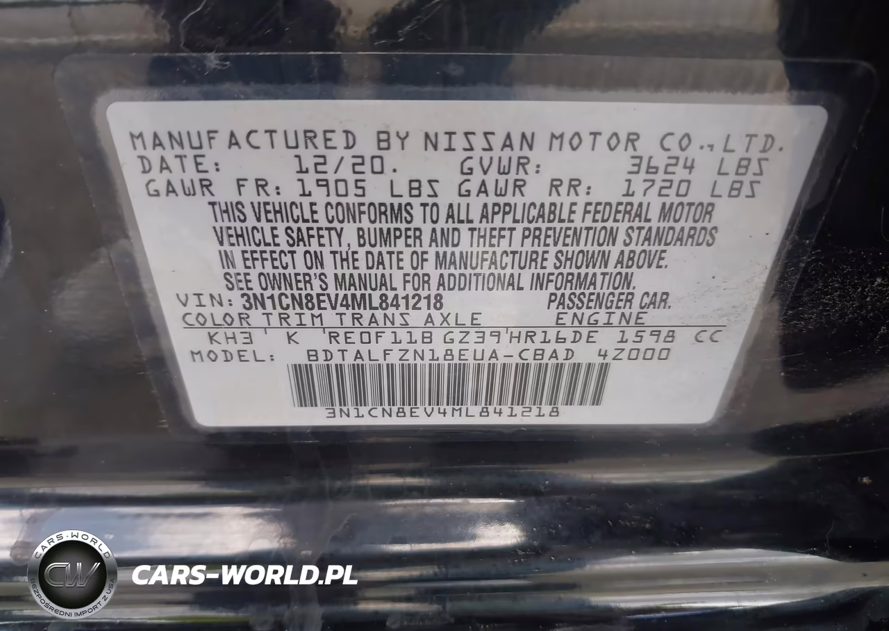 2021 Nissan Versa Sv Xtronic Cvt VIN:3N1CN8EV4ML841218 - 9