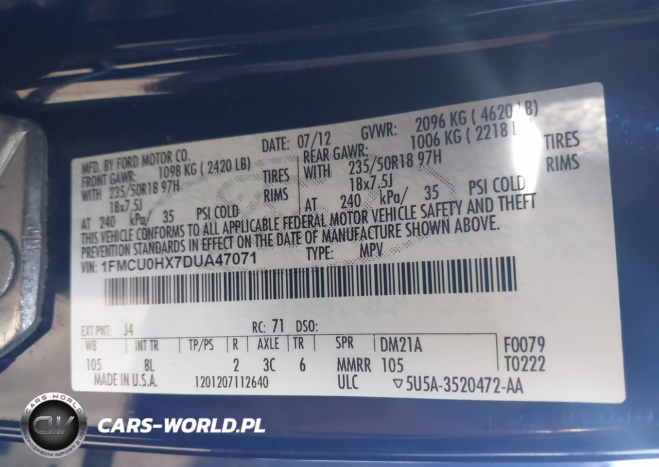 2013 Ford Escape Sel VIN:1FMCU0HX7DUA47071 - 9