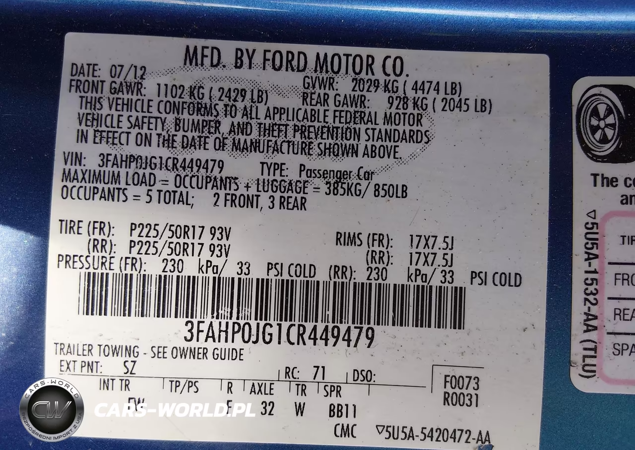 2012 Ford Fusion Sel VIN:3FAHP0JG1CR449479 - 9