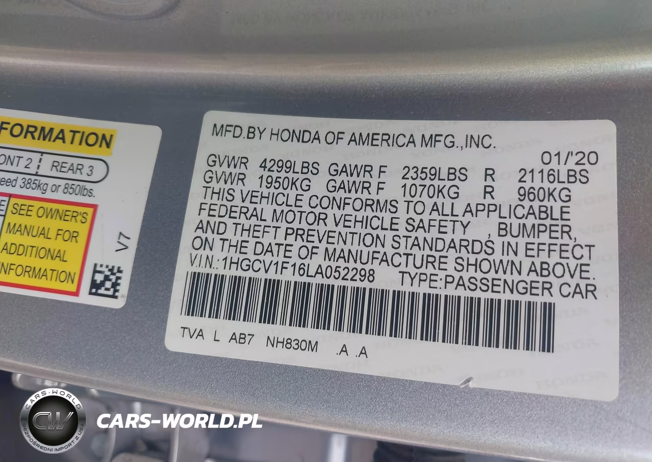2020 Honda Accord Lx VIN:1HGCV1F16LA052298 - 9