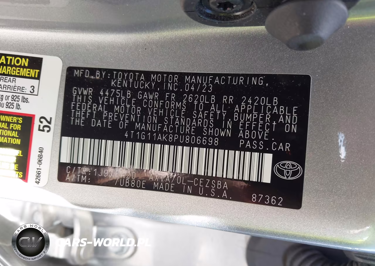 2023 Toyota Camry Se VIN:4T1G11AK8PU806698 - 9