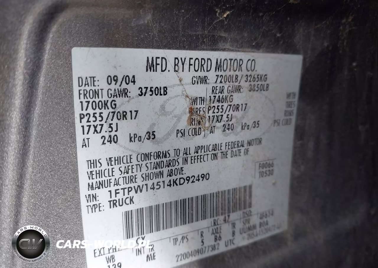 2004 Ford F-150 Fx4-Lariat-Xlt VIN:1FTPW14514KD92490 - 9