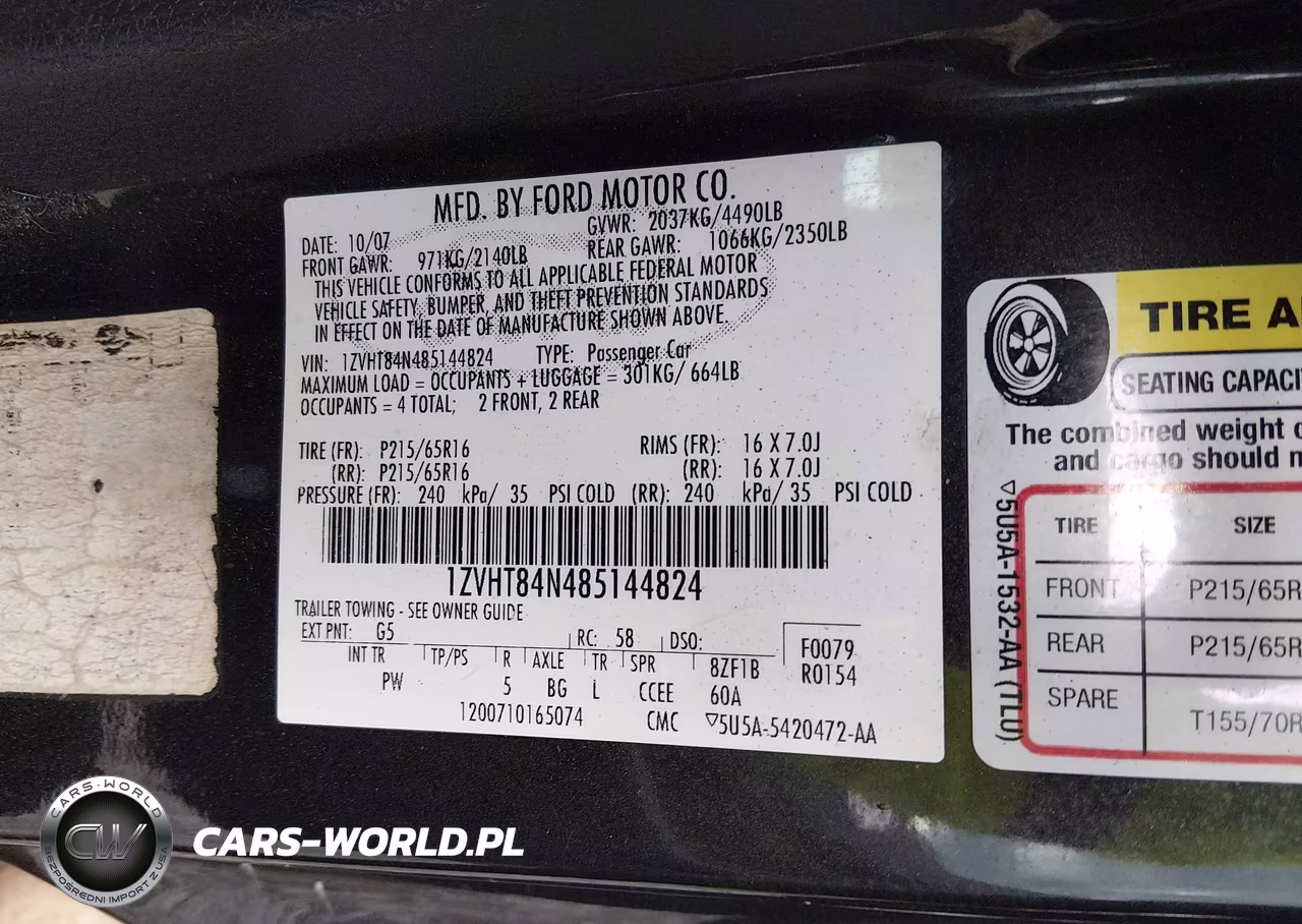 2008 Ford Mustang V6 Deluxe-V6 Premium VIN:1ZVHT84N485144824 - 9