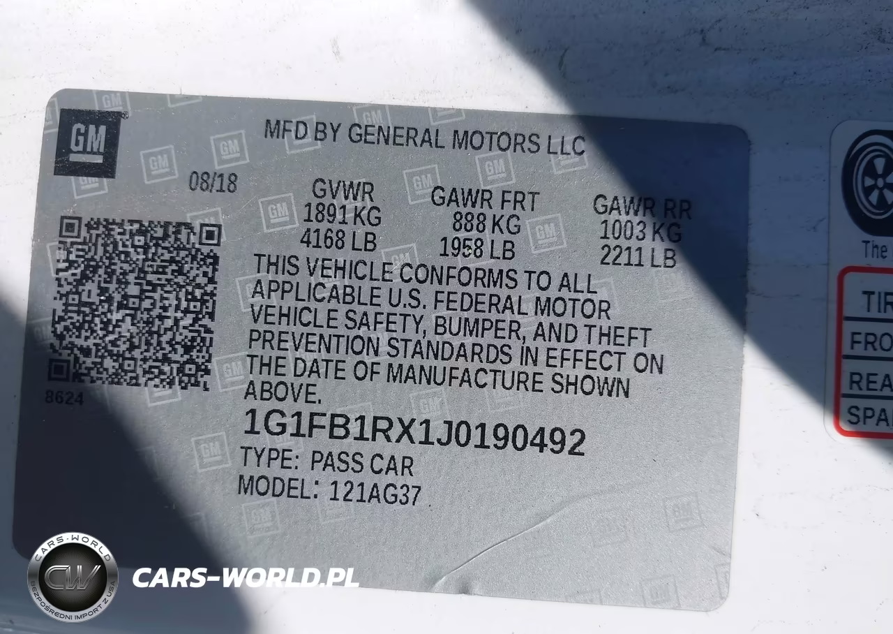 2018 Chevrolet Camaro 1Lt VIN:1G1FB1RX1J0190492 - 9