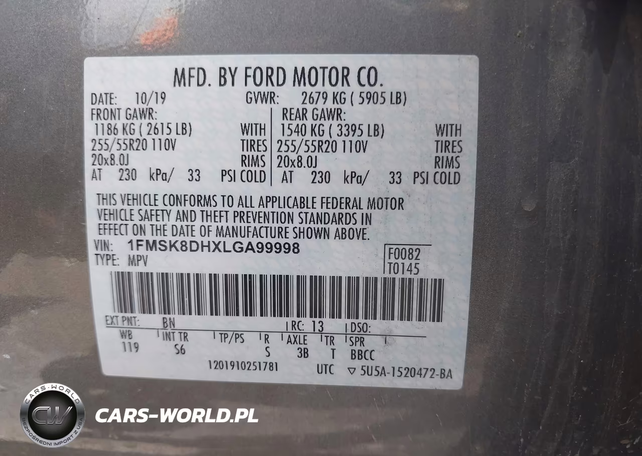 2020 Ford Explorer Xlt VIN:1FMSK8DHXLGA99998 - 9