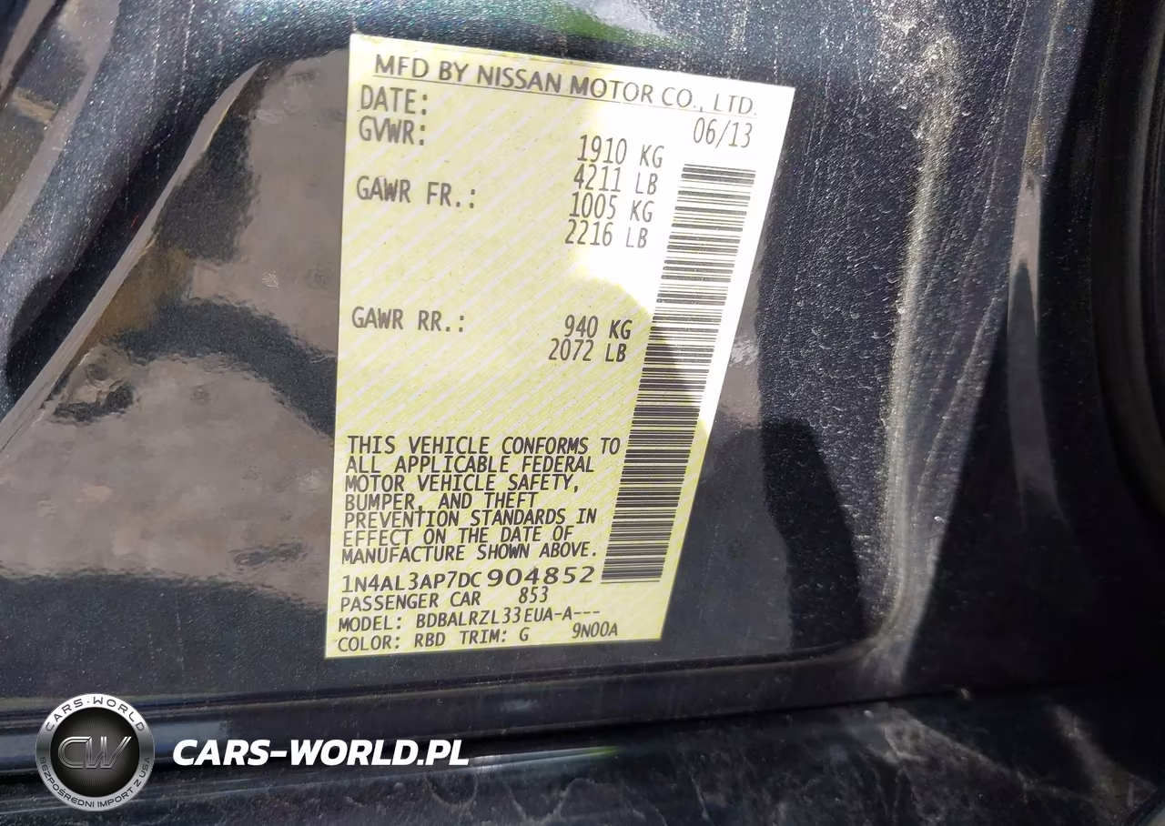 2013 Nissan Altima 2.5 S VIN:1N4AL3AP7DC904852 - 9