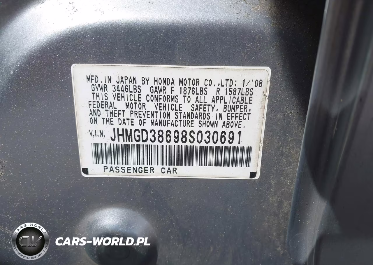 2008 Honda Fit Sport VIN:JHMGD38698S030691 - 9
