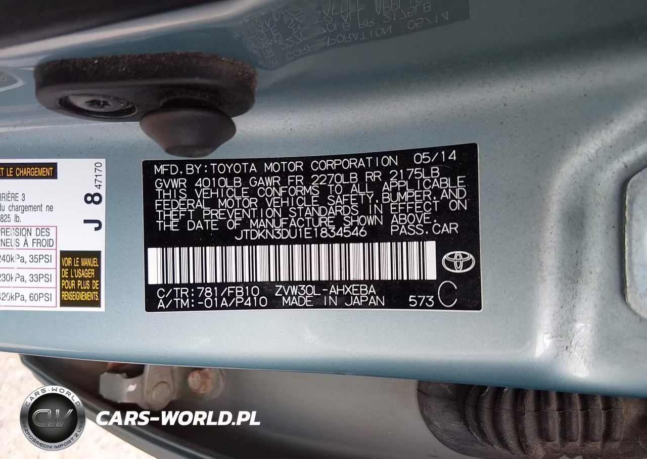 2014 Toyota Prius Two VIN:JTDKN3DU1E1834546 - 9