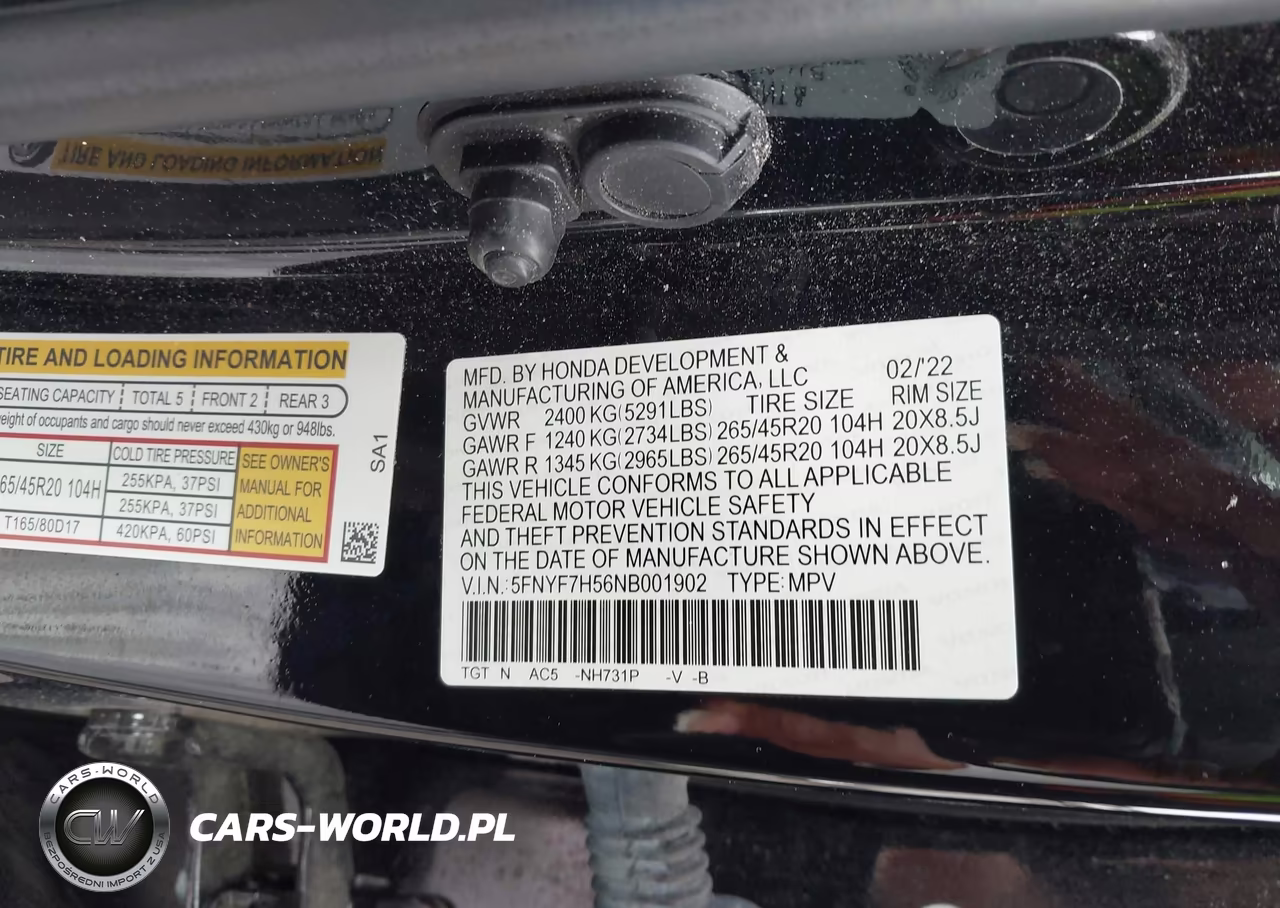 2022 Honda Passport 2Wd Ex-L VIN:5FNYF7H56NB001902 - 9