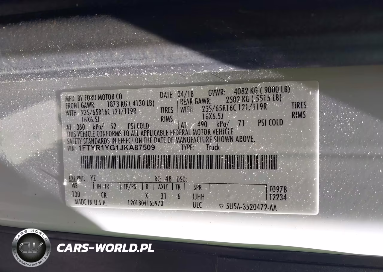 2018 Ford Transit-250 VIN:1FTYR1YG1JKA87509 - 9