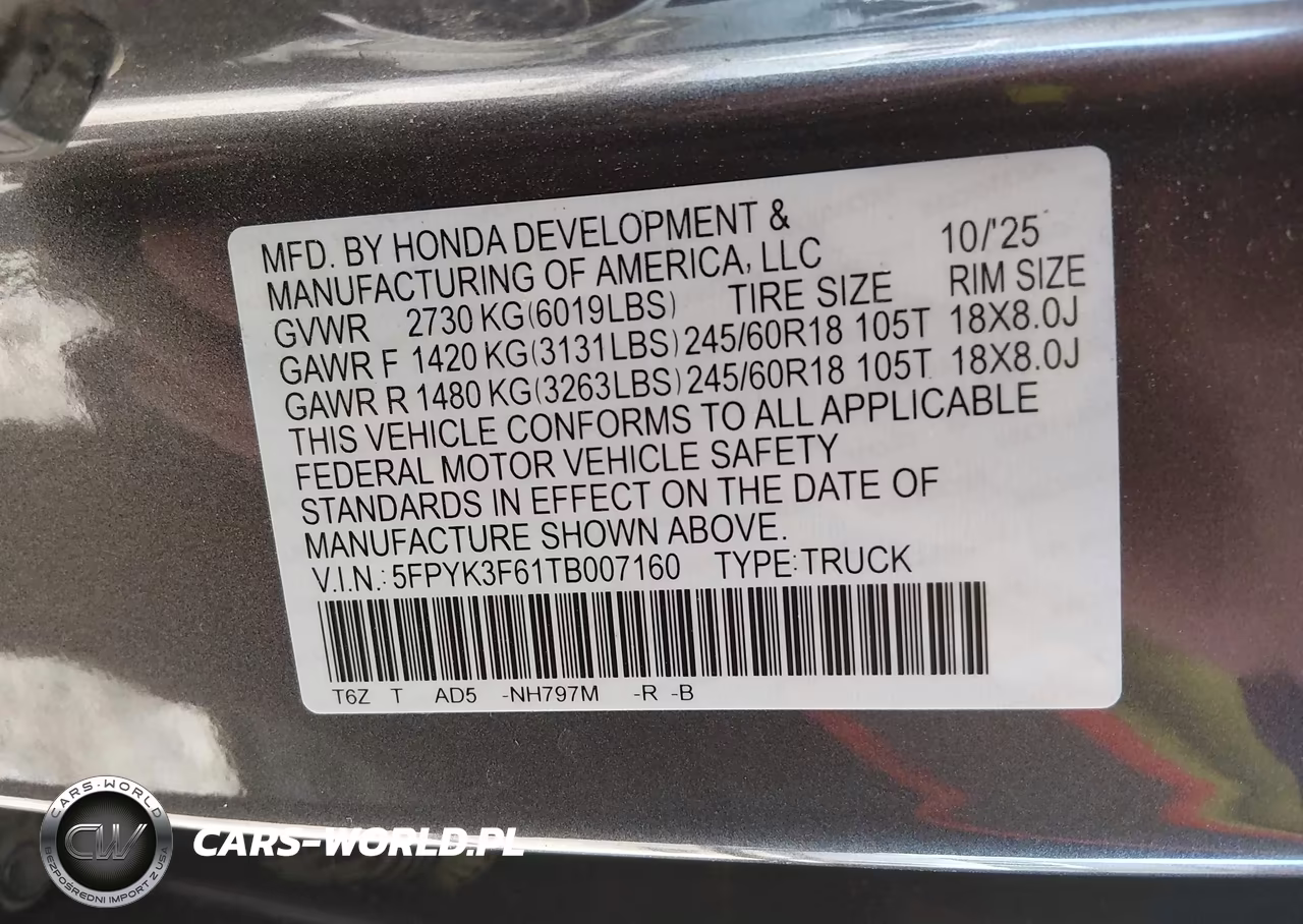 2026 Honda Ridgeline Trailsport VIN:5FPYK3F61TB007160 - 9