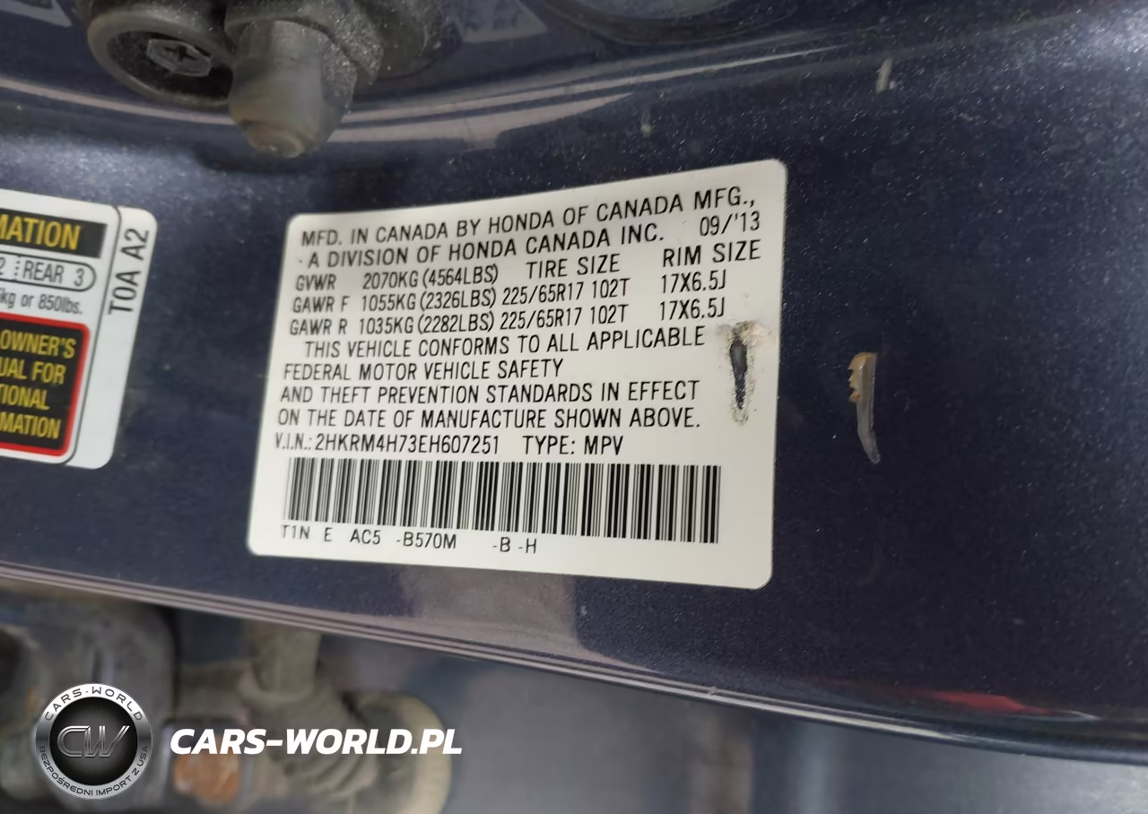 2014 Honda Cr-V Ex-L VIN:2HKRM4H73EH607251 - 9