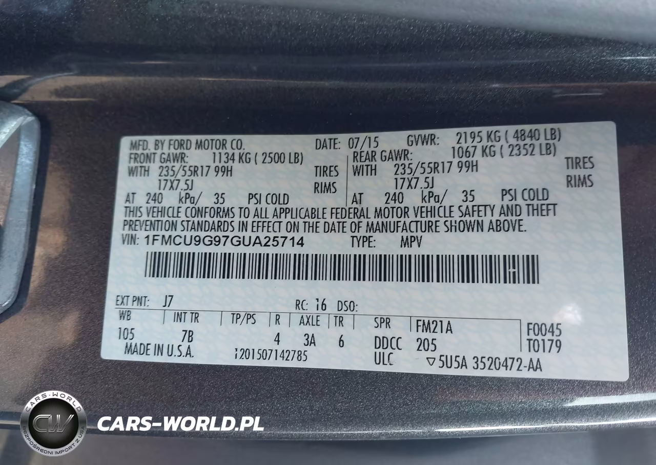 2016 Ford Escape Se VIN:1FMCU9G97GUA25714 - 9
