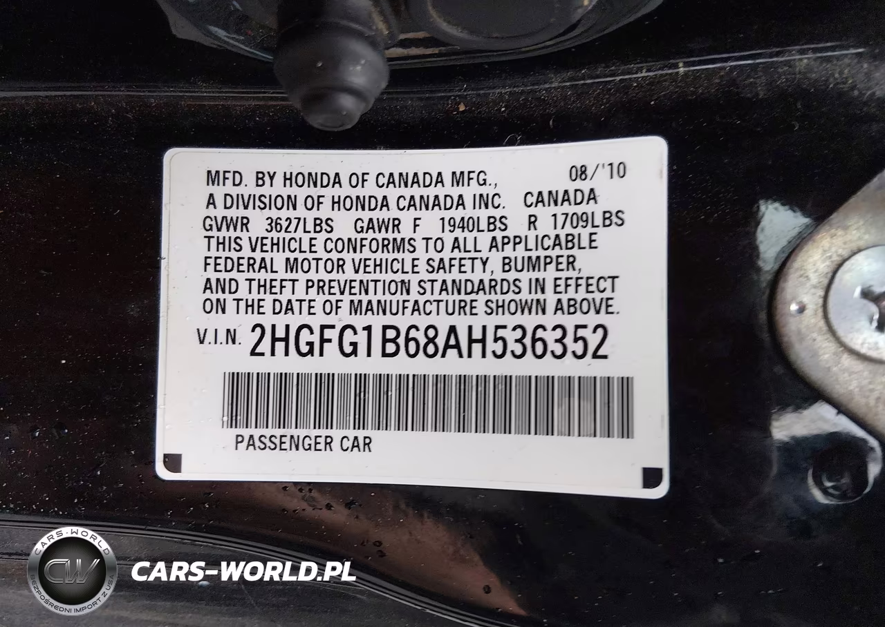 2010 Honda Civic Lx VIN:2HGFG1B68AH536352 - 9