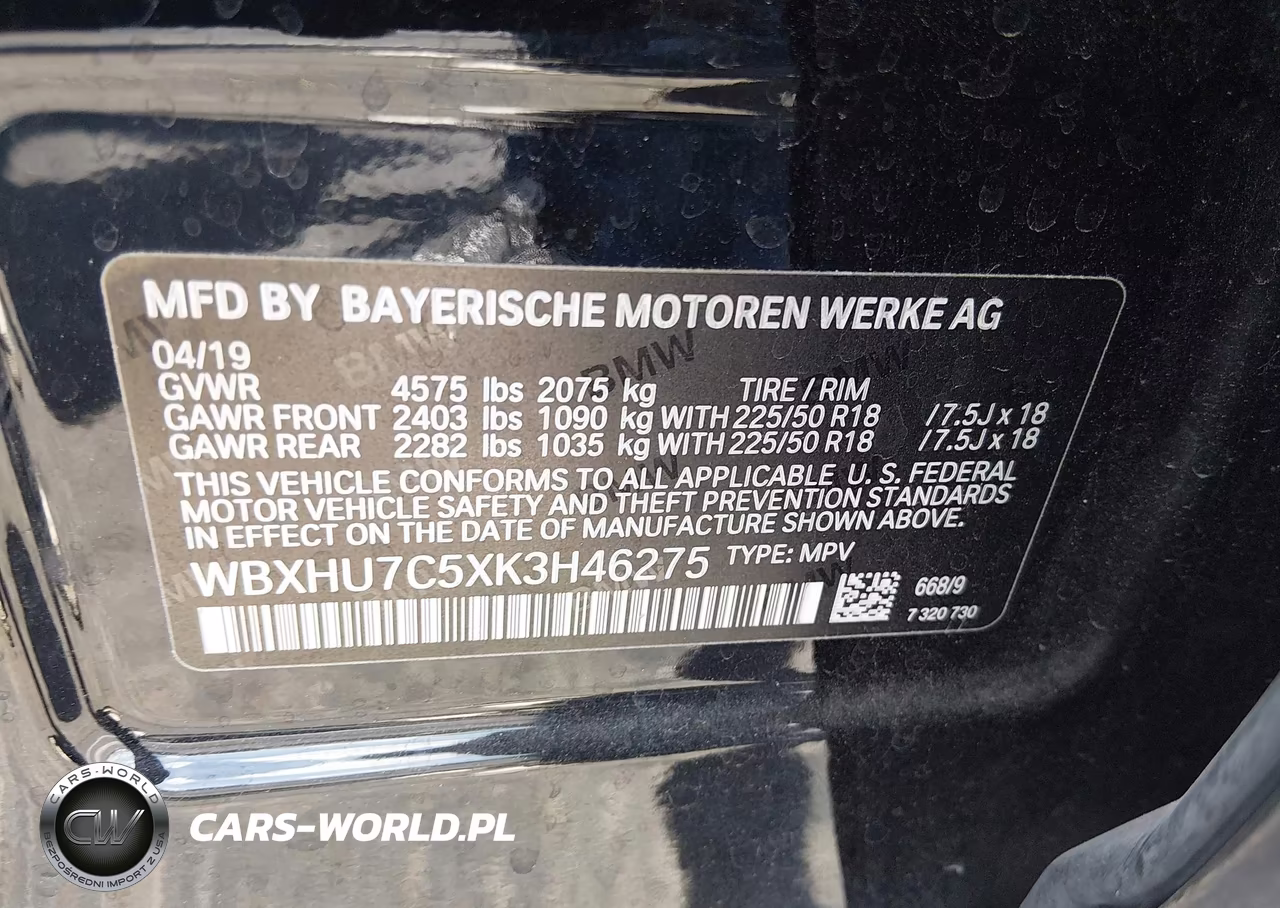 2019 BMW X1 Sdrive28I VIN:WBXHU7C5XK3H46275 - 9