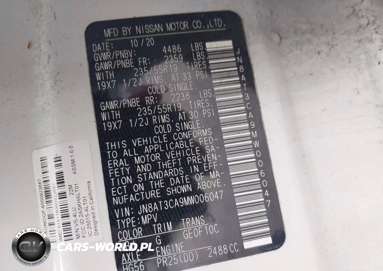 2021 Nissan Rogue Sl Fwd VIN:JN8AT3CA9MW006047 - 9