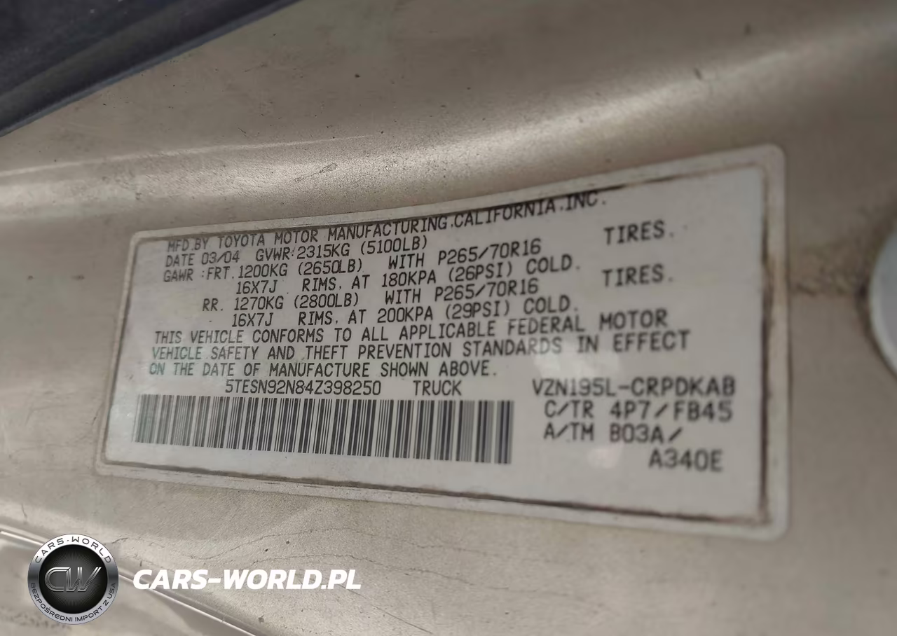 2004 Toyota Tacoma Prerunner V6 VIN:5TESN92N84Z398250 - 9