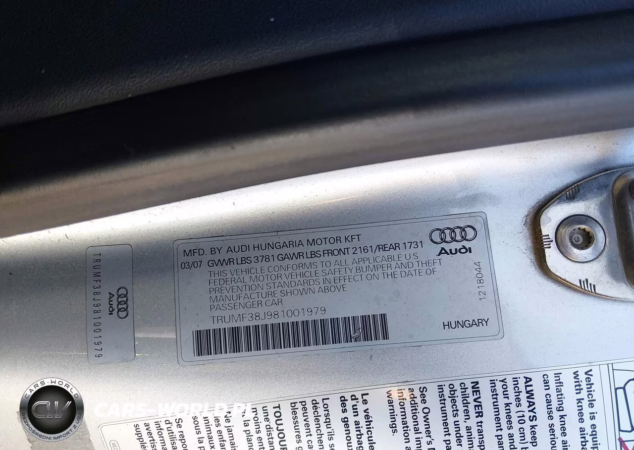 2008 Audi Tt 2.0T VIN:TRUMF38J981001979 - 9