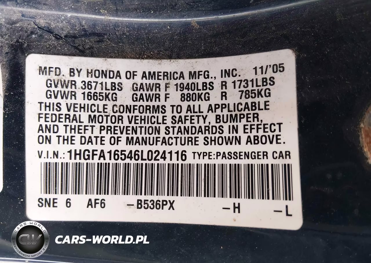 2006 Honda Civic Lx VIN:1HGFA16546L024116 - 9