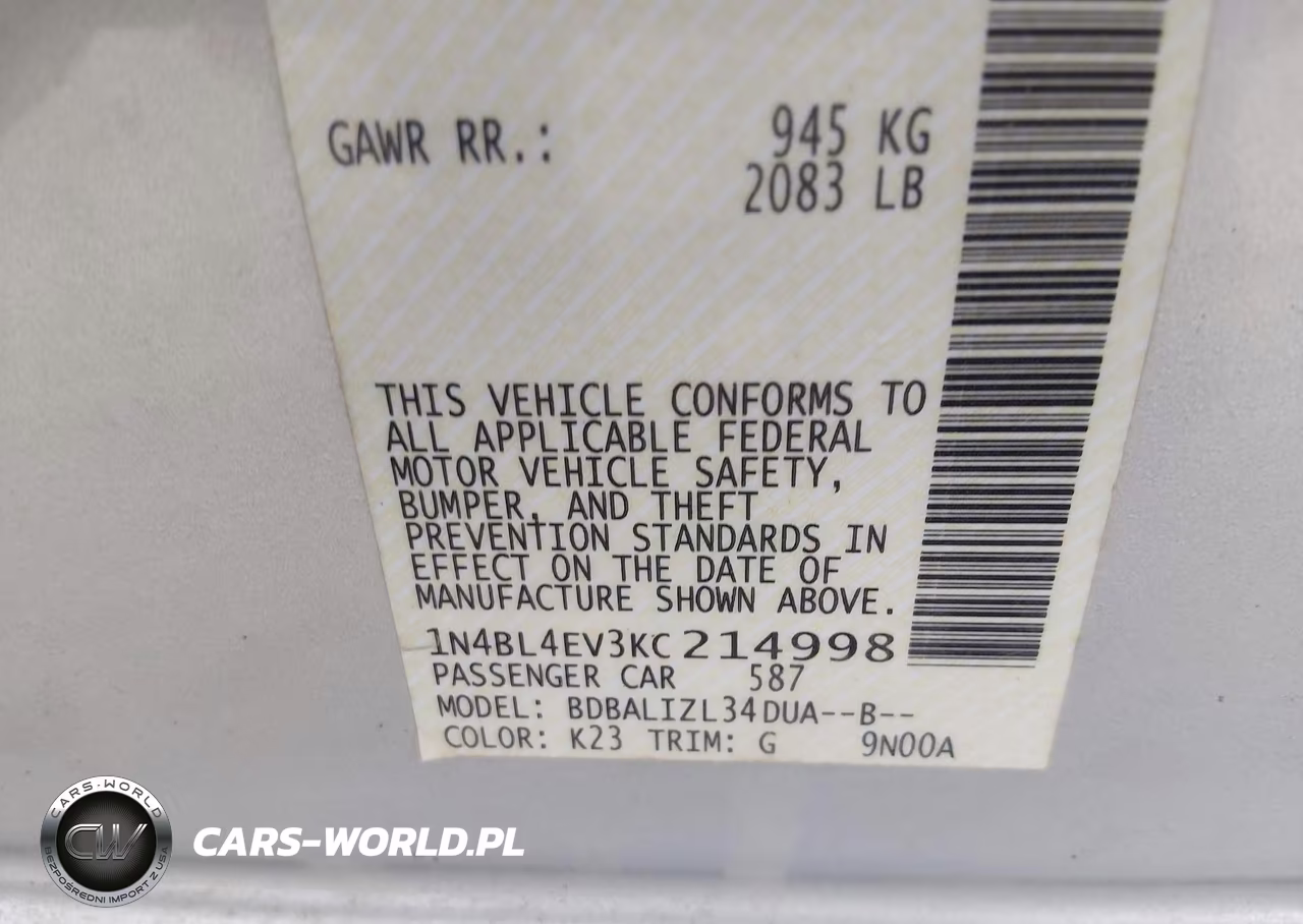 2019 Nissan Altima 2.5 Sl VIN:1N4BL4EV3KC214998 - 9