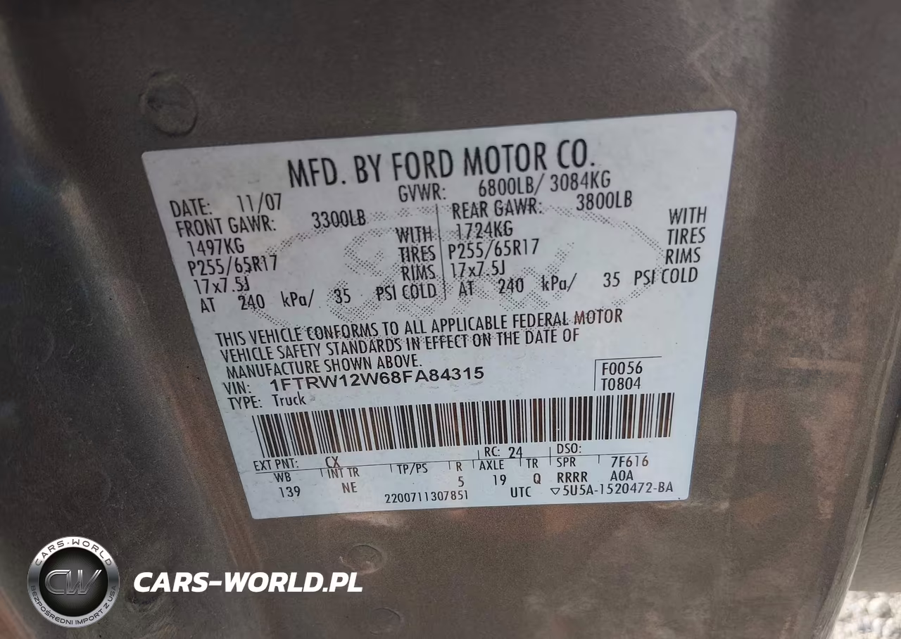 2008 Ford F-150 60Th Anniversary-Fx2-Xl-Xlt VIN:1FTRW12W68FA84315 - 9