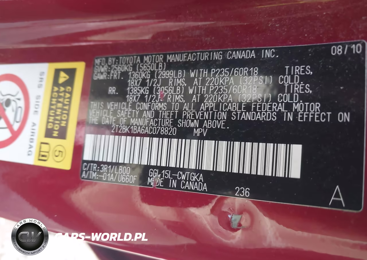 2010 Lexus Rx 350 VIN:2T2BK1BA6AC078820 - 9