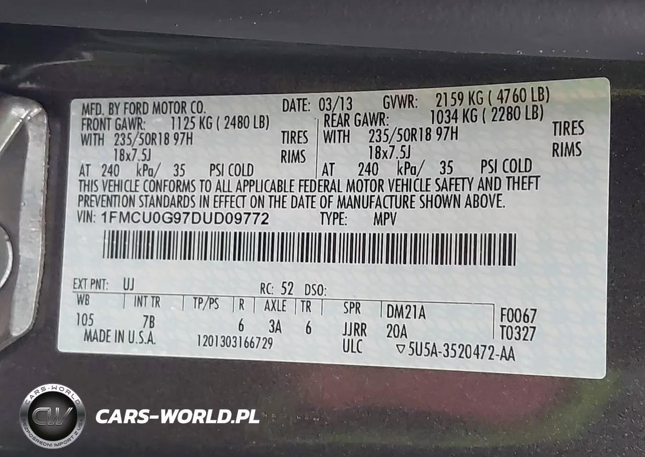2013 Ford Escape Se VIN:1FMCU0G97DUD09772 - 9