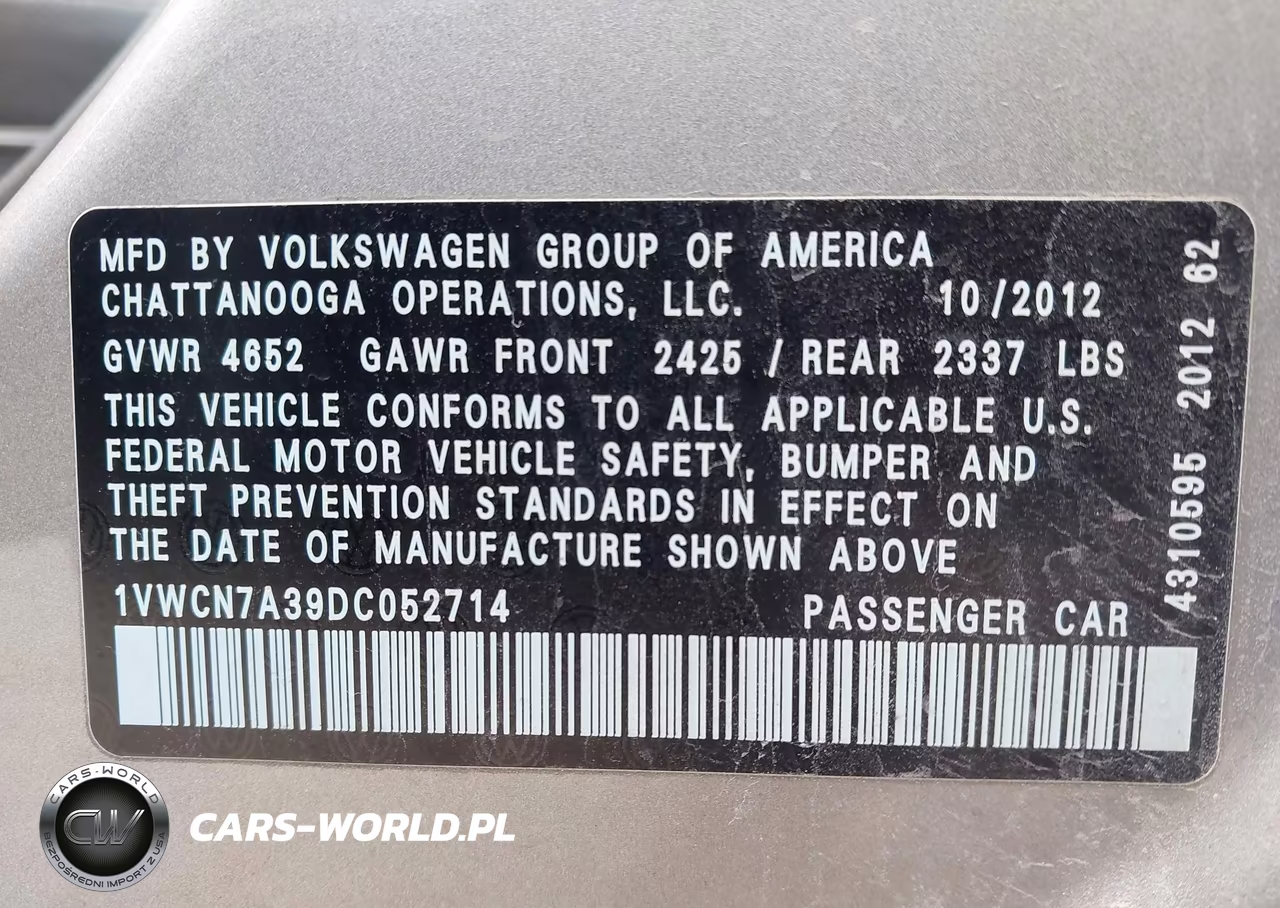 2013 Volkswagen Passat 2.0L Tdi Sel Premium VIN:1VWCN7A39DC052714 - 9