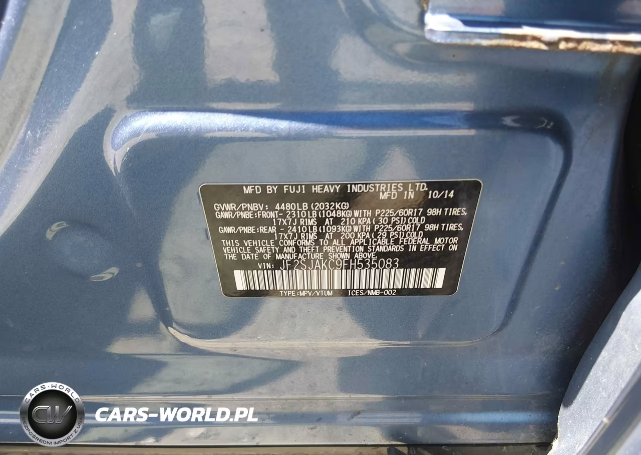 2015 Subaru Forester 2.5I Limited VIN:JF2SJAKC9FH535083 - 9