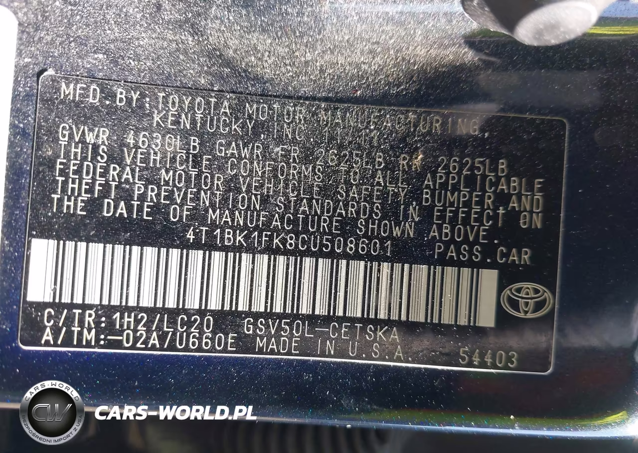 2012 Toyota Camry Se V6 VIN:4T1BK1FK8CU508601 - 9