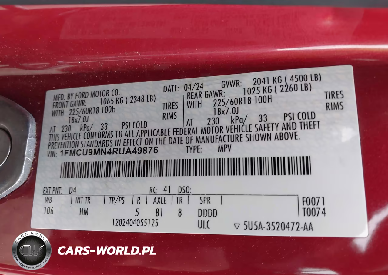 2024 Ford Escape St-Line VIN:1FMCU9MN4RUA49876 - 9