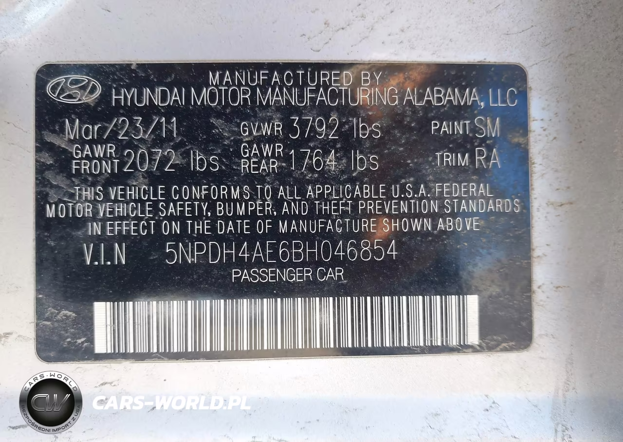 2011 Hyundai Elantra Gls VIN:5NPDH4AE6BH046854 - 9