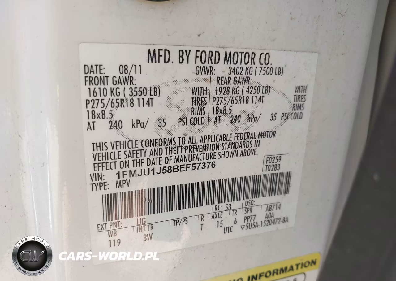 2011 Ford Expedition Xlt VIN:1FMJU1J58BEF57376 - 9
