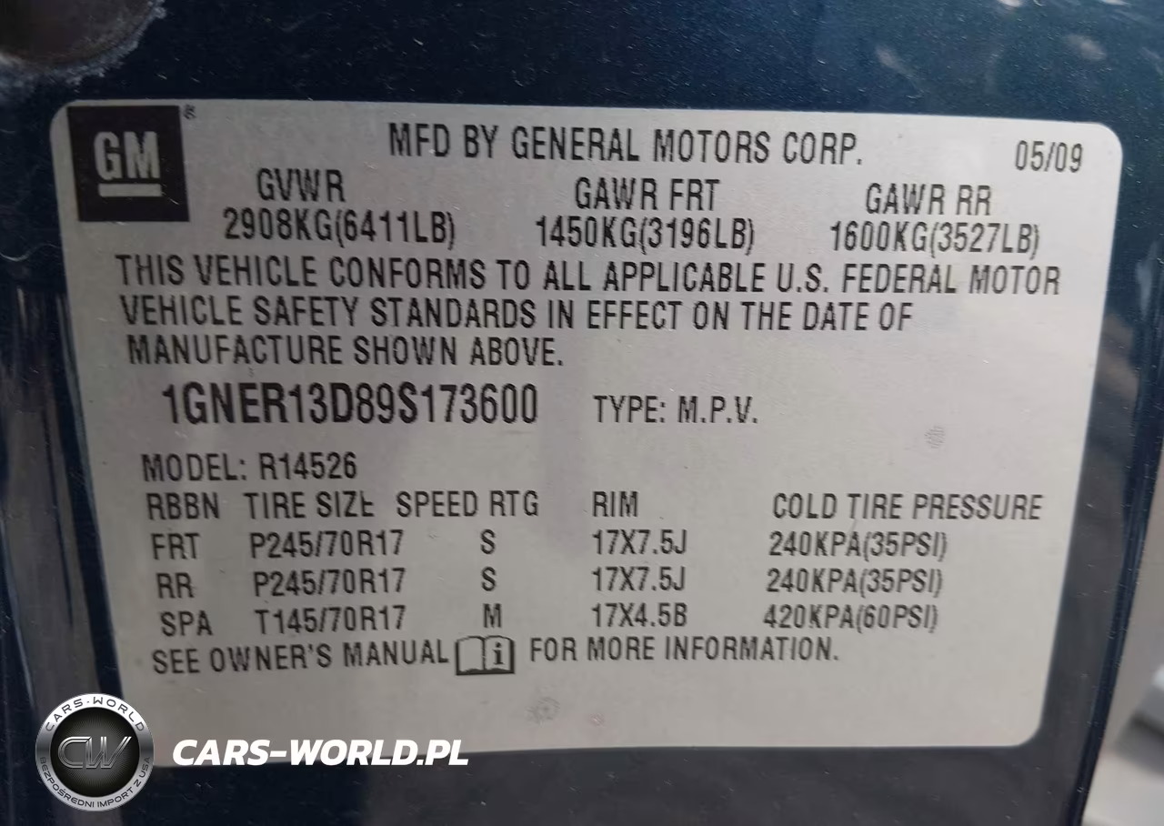 2009 Chevrolet Traverse Ls VIN:1GNER13D89S173600 - 9