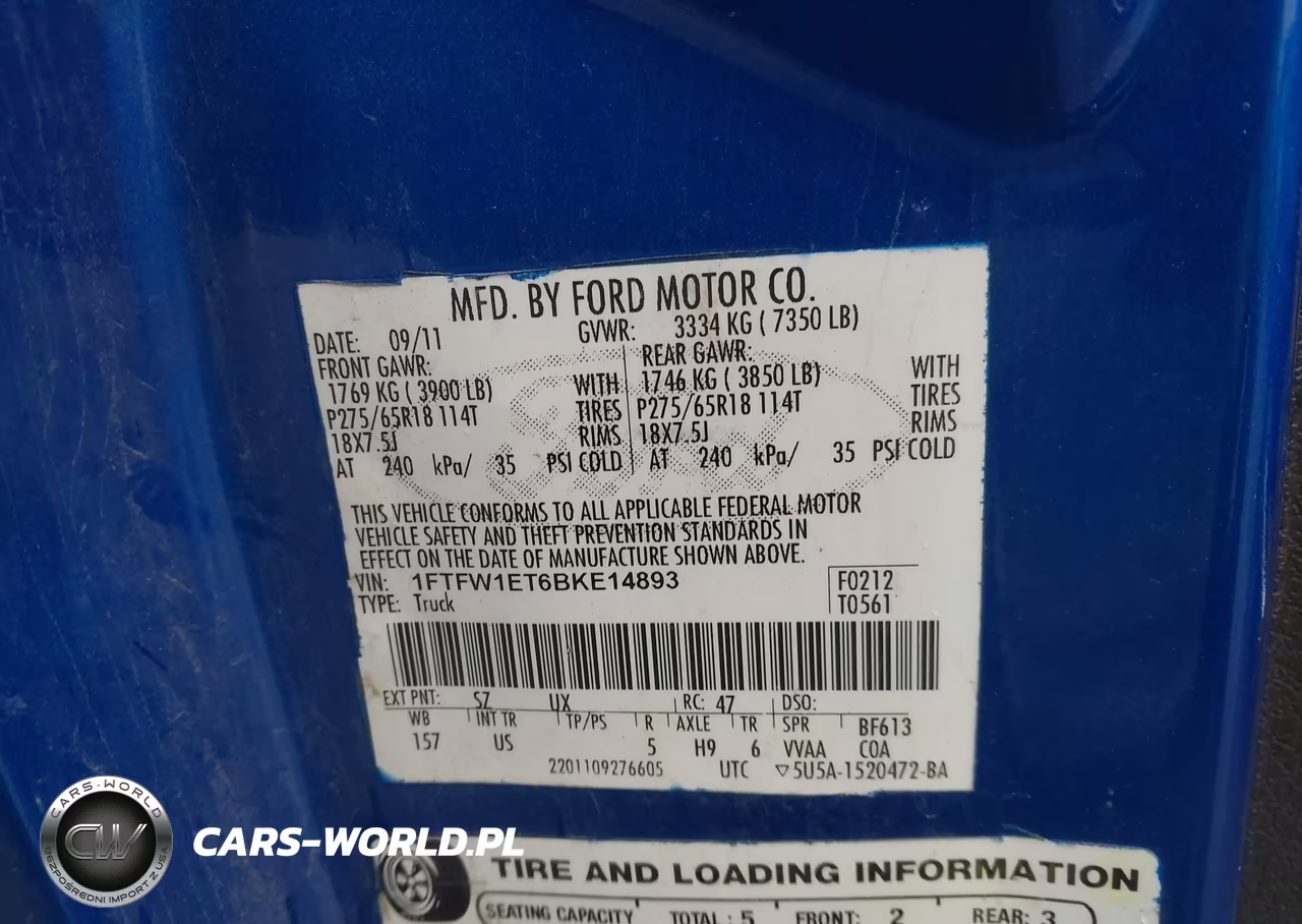2011 Ford F-150 Xlt VIN:1FTFW1ET6BKE14893 - 9