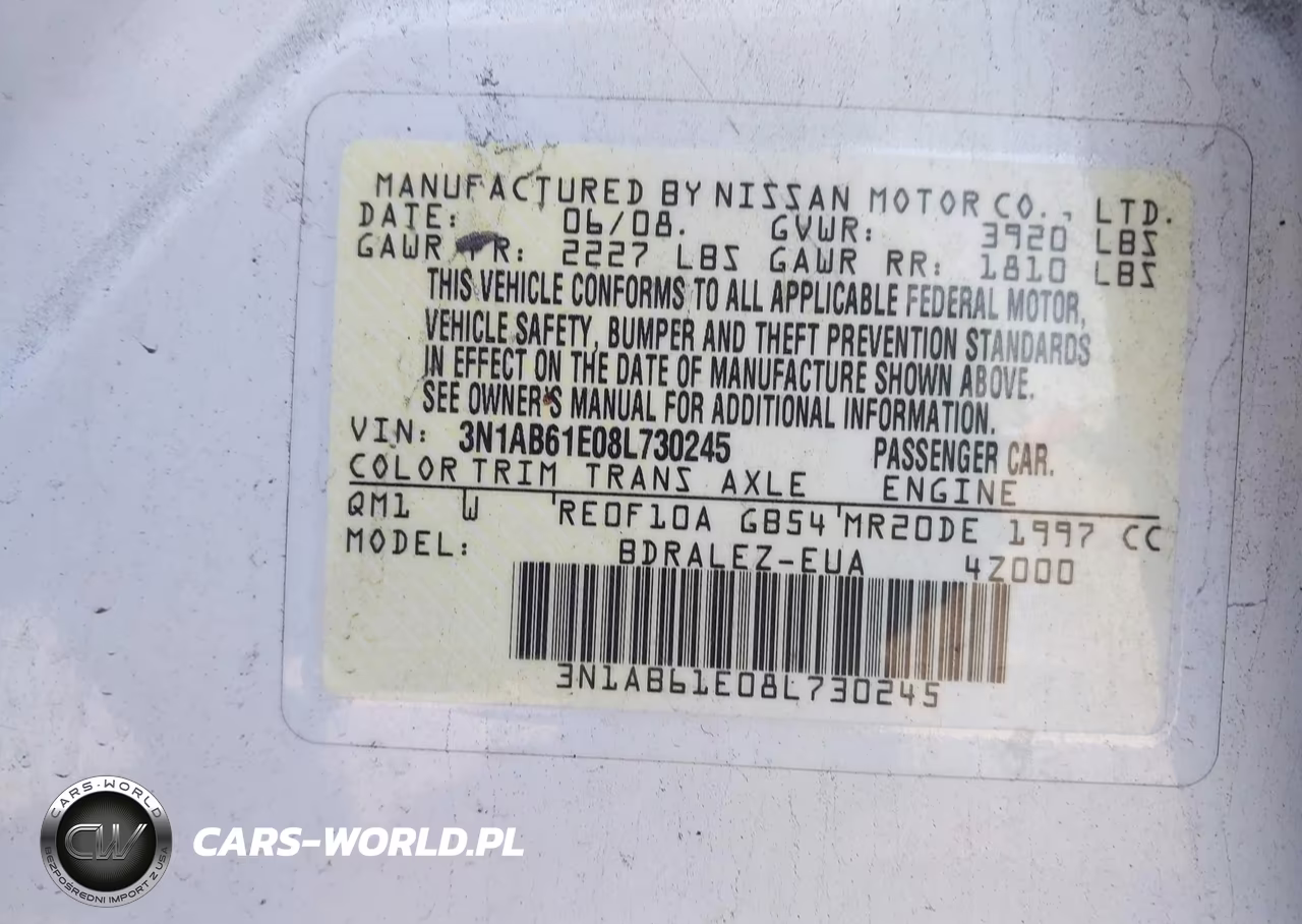2008 Nissan Sentra 2.0S VIN:3N1AB61E08L730245 - 9