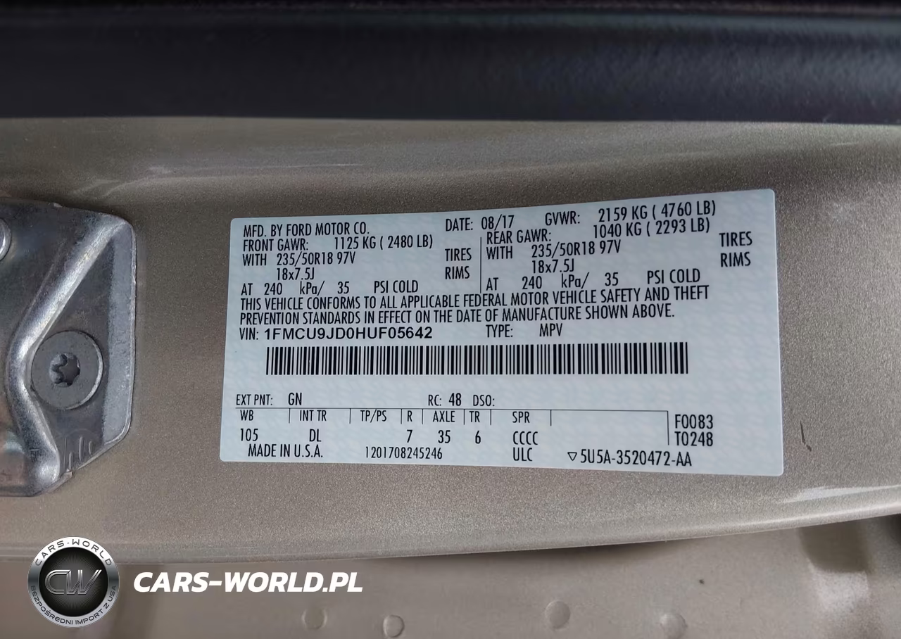 2017 Ford Escape Titanium VIN:1FMCU9JD0HUF05642 - 9