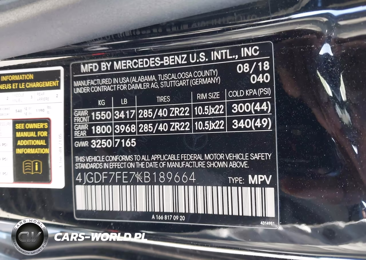 2019 Mercedes-Benz Amg Gls 63 4Matic VIN:4JGDF7FE7KB189664 - 9