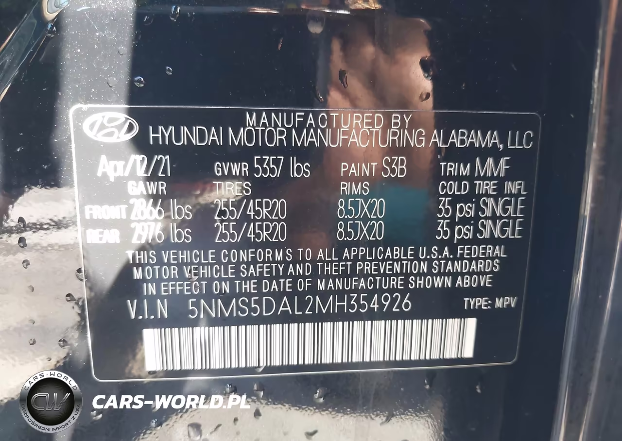 2021 Hyundai Santa Fe Calligraphy VIN:5NMS5DAL2MH354926 - 9