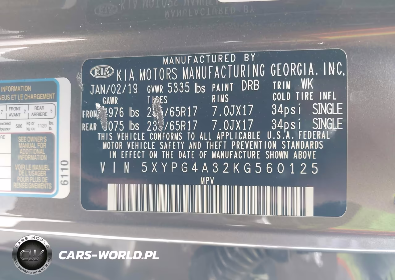 2019 Kia Sorento 2.4L Lx VIN:5XYPG4A32KG560125 - 9
