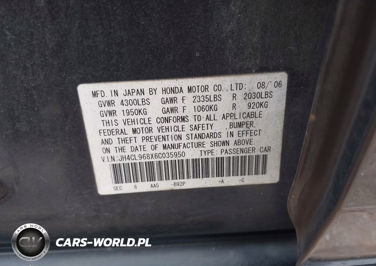 2006 Acura Tsx VIN:JH4CL968X6C035950 - 9
