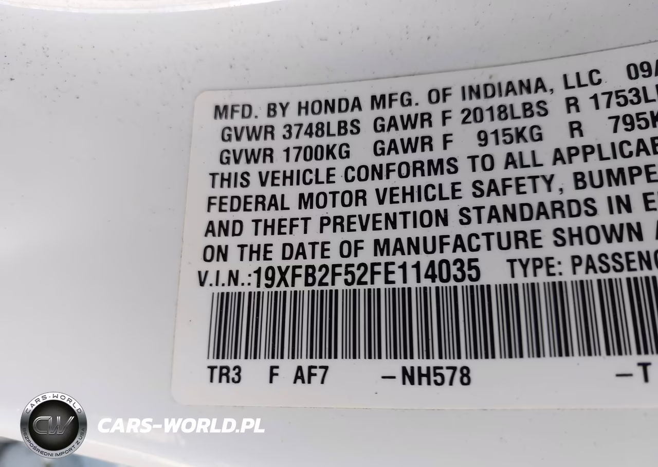 2015 Honda Civic Lx VIN:19XFB2F52FE114035 - 9