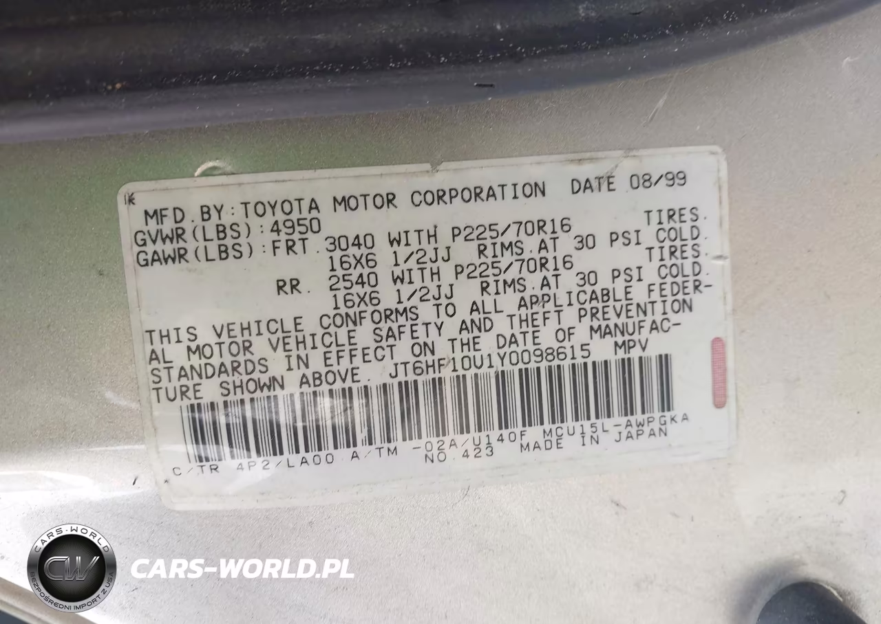 2000 Lexus Rx 300 VIN:JT6HF10U1Y0098615 - 9