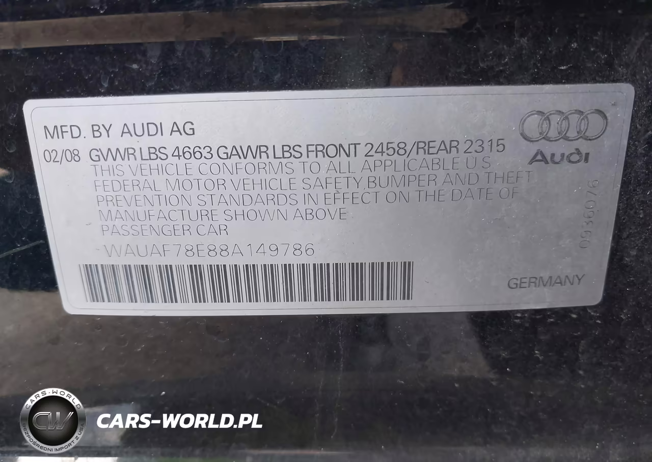 2008 Audi A4 2.0T-2.0T Special Edition VIN:WAUAF78E88A149786 - 9