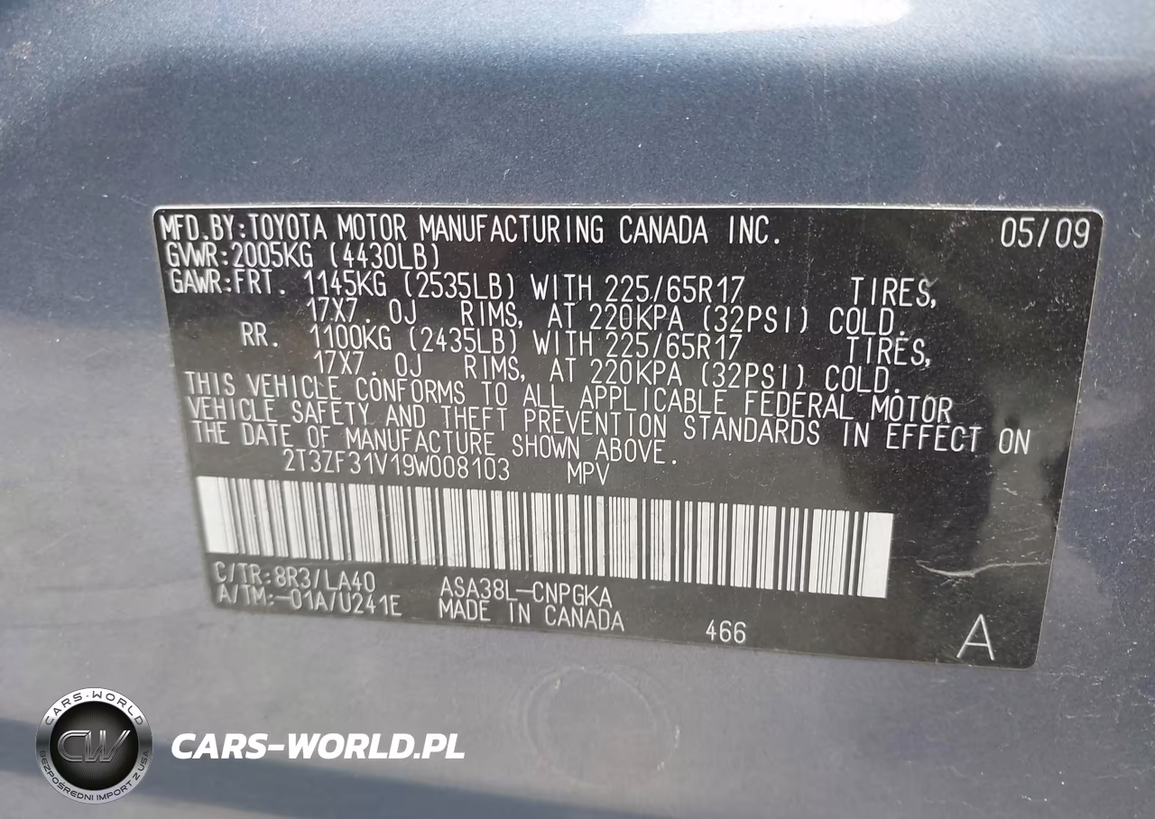 2009 Toyota Rav4 Limited VIN:2T3ZF31V19W008103 - 9