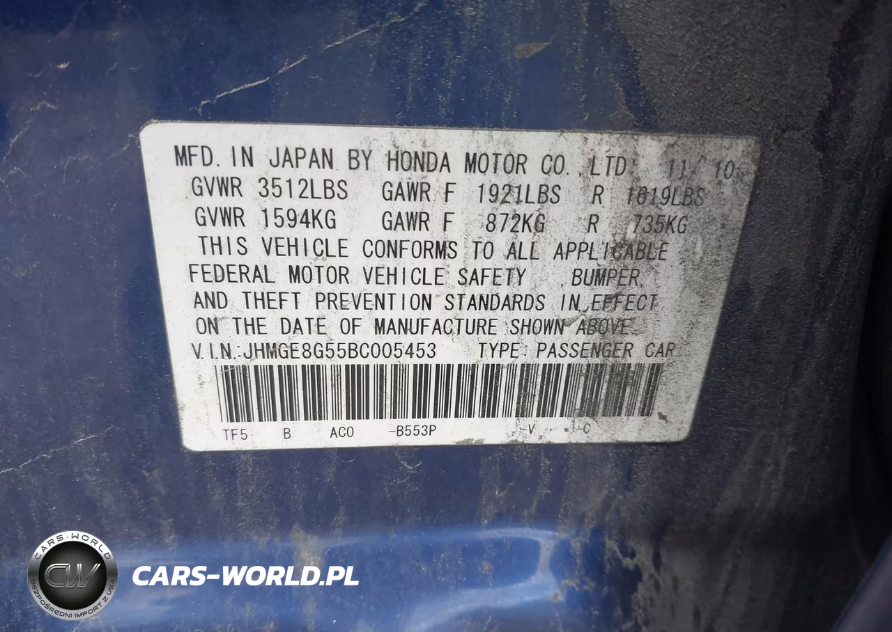 2011 Honda Fit Sport VIN:JHMGE8G55BC005453 - 9