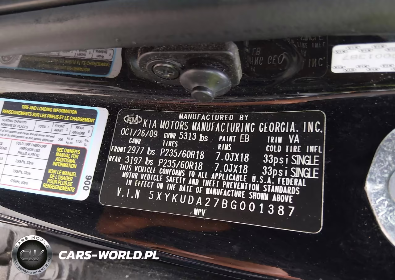 2011 Kia Sorento Ex V6 VIN:5XYKUDA27BG001387 - 9