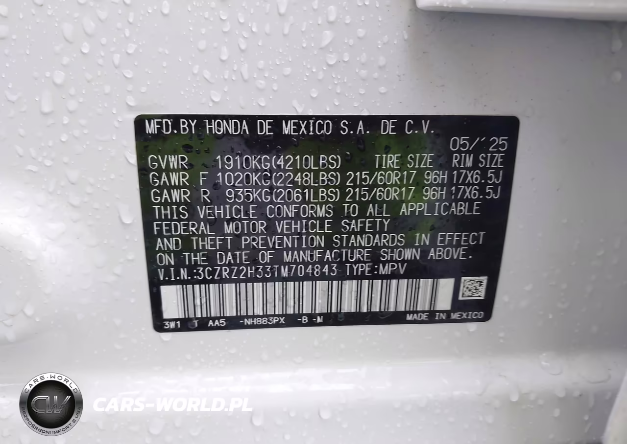 2026 Honda Hr-V Awd Lx VIN:3CZRZ2H33TM704843 - 9