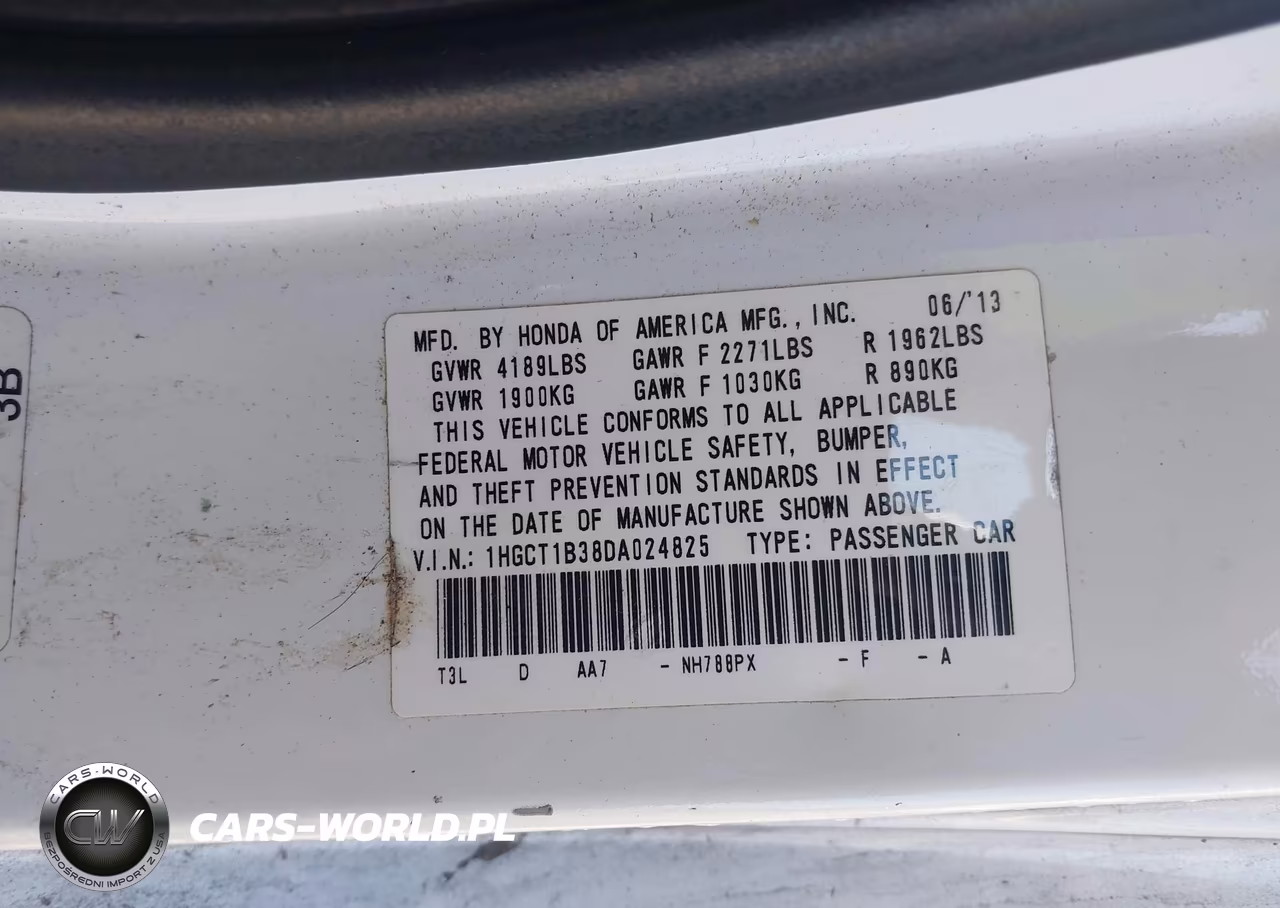 HONDA ACCORD VIN:1HGCT1B38DA024825 - 9
