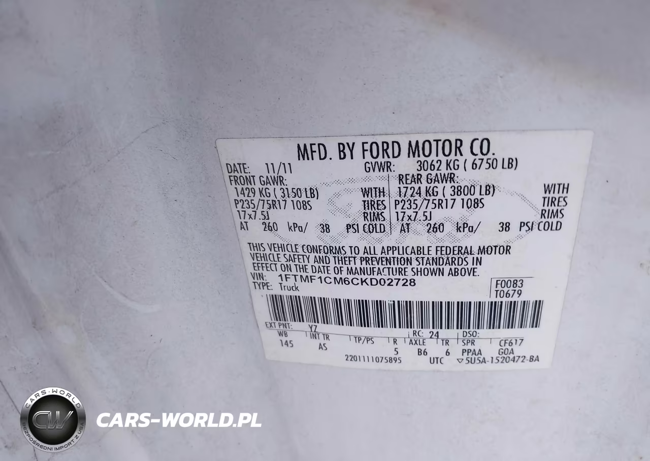 2012 Ford F-150 Xl VIN:1FTMF1CM6CKD02728 - 9